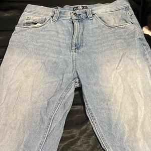 Empyre straight leg jeans. Cut at the bottom.